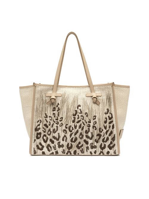 Shopping bag Marcella in paglia con ricamo animalier Sabbia GIANNI CHIARINI | BS 12410/COMM WLDRBLSABBIA